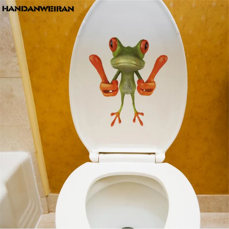 1 PCS Funny Large animal 19*21CM Wall Stickers 3D Toilet Sticker For Bathroom Toilet Home Decor HANDANWEIRAN