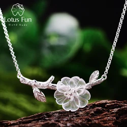 Lotus Fun Genuine 925 Sterling Silver Handmade Designer Fine Jewelry Flower in the Rain Necklace with Pendant for Women Collier