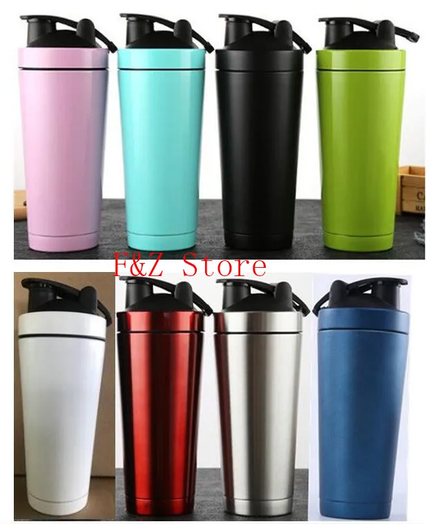 

100 pcs 750ml 25oz shaker Bottle Double Wall Stainless Steel Gym Shaker Kettle Sport Milkshake Mixer Vacuum Water Bottle