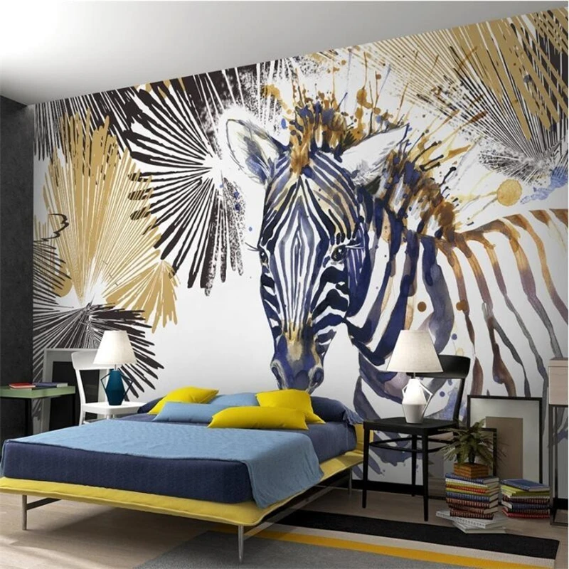 

wellyu papel de parede Custom wallpaper Modern minimalist fashion line watercolor zebra TV background wall cool wall paper