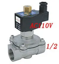 

Free Shipping 5PCS/Lot 1/2'' Normally Open Oil Acid Solenoid Valve VITON Stainless Steel AC110V