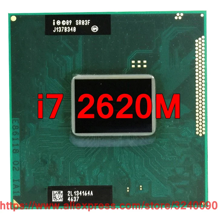 Original lntel Core i7 2620M SR03F CPU (4M Cache/2.70GHz-3.40GHz/Dual-Core) i7-2620M Laptop processor free shipping