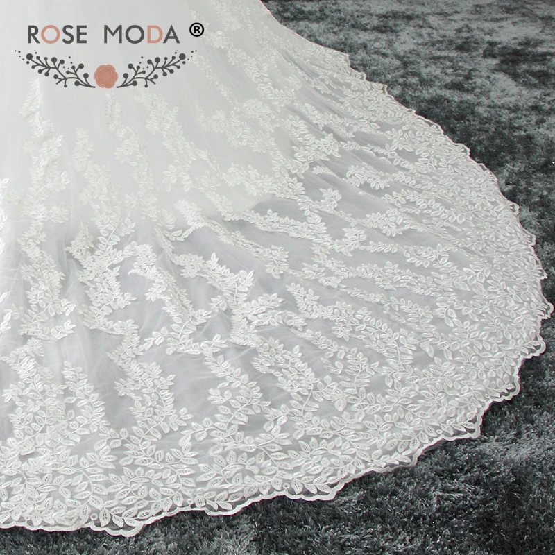 Rose Moda Pháp Ren Bóng Gown Tắt Shoulder V Neck giáo Wedding Dress Cộng Với Kích Thước với Hoàng Gia Train Lace Up trở lại