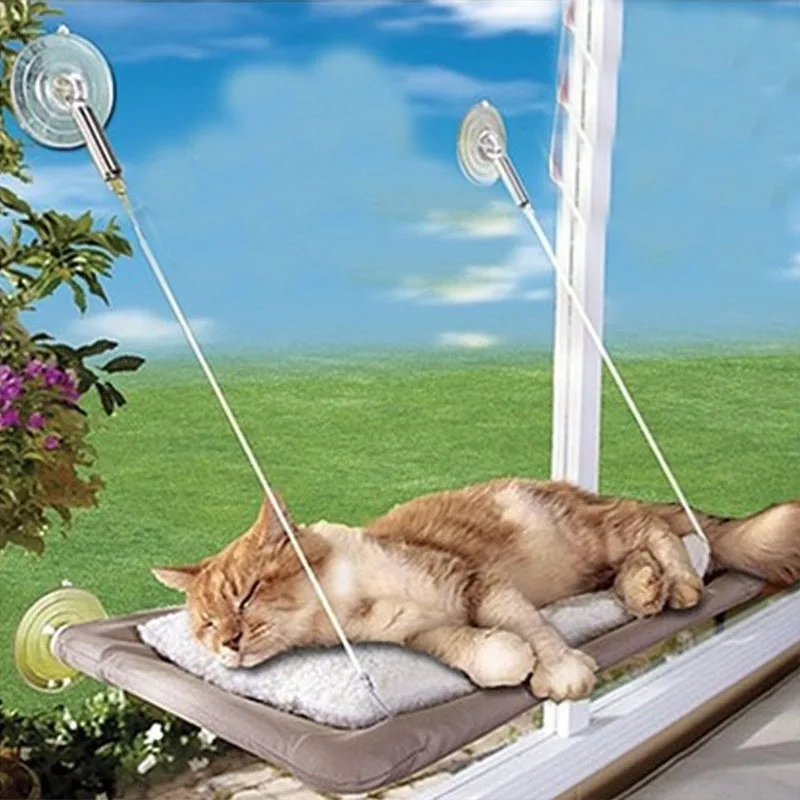 Strong Paste Glass Window Cat Hammock for Sunbathing Cat Bed Single Layer Pet Hanging Window Cat Mat House Pet Kitty Sunny Seat