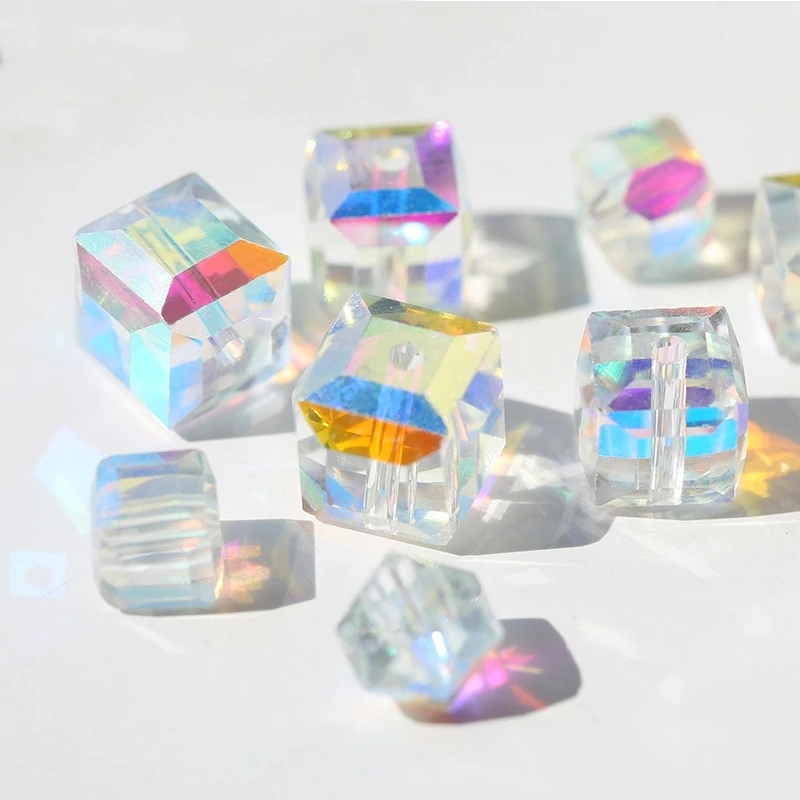 AAA Quality 6-10MM crystal Glass AB Square shape beads cube  Loose Spacer Beads Accessories for Necklace earring Jewelry making