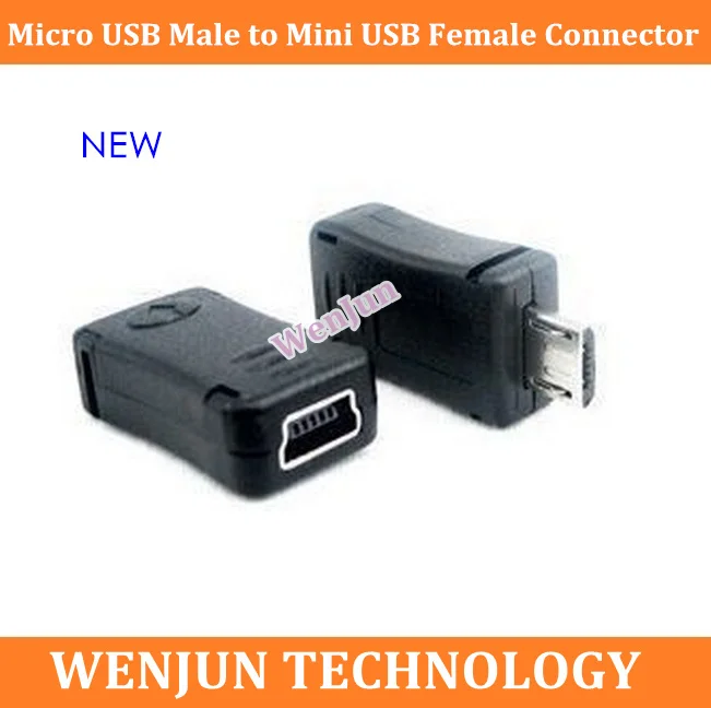 200pcs/lot Free shipping Micro USB Male to Mini USB Female 5 PIN Connector Conventer Adapter Black