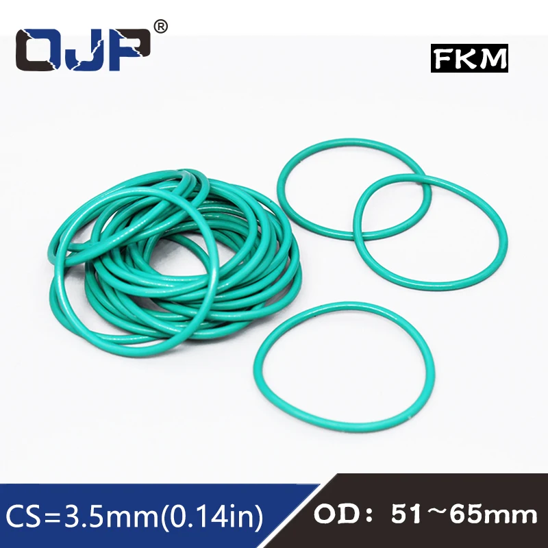 1PC Rubber Ring Green FKM O ring Seal 3.5mm Thickness OD51/52/53/55/56/57/58/60/62/63/65mm Rubber ORings seal Oil Ring Gasket