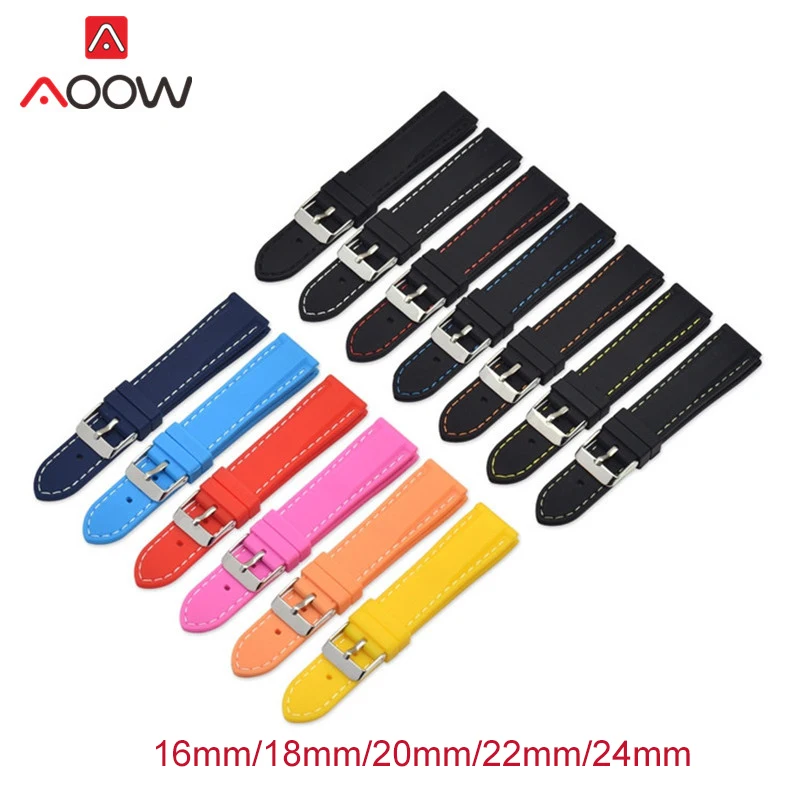 16mm 18mm 20mm 22mm 24mm Silicone Watchband Sport Waterproof Men Women Quick Release Bracelet Band Strap for Gear S3 Ticwatch