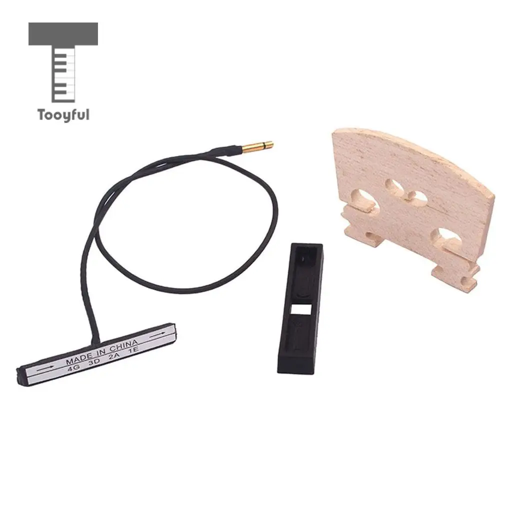 Tooyful Set of Violin Bridge Double Piezo Pickup Base Kit for 4/4 Violin Bass Cello Instrument Parts Accessories Replacement