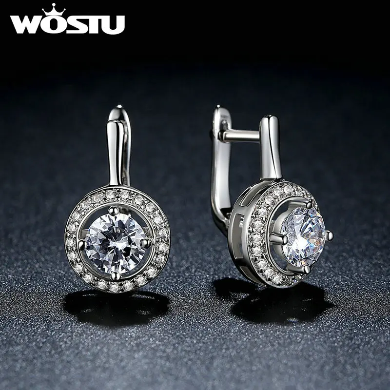 2019 High Quality AAA CZ Crystal White Gold Color Stud Earring for Wedding Romantic Luxury Jewelry XCNE106