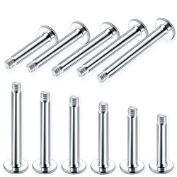 100pcs/lot Steel Labret Bar Parts Screw Thread Head 16G 14G Labret Post Barbells Only For Lip Piercing Earring Stud Body Jewelry