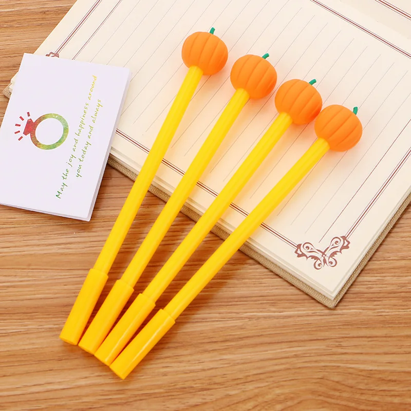 

100 Pcs Creative Golden Pumpkin Neutral Pen Cute Cartoon Student Stationery Water Office Signature Pen Kawaii School Supplies