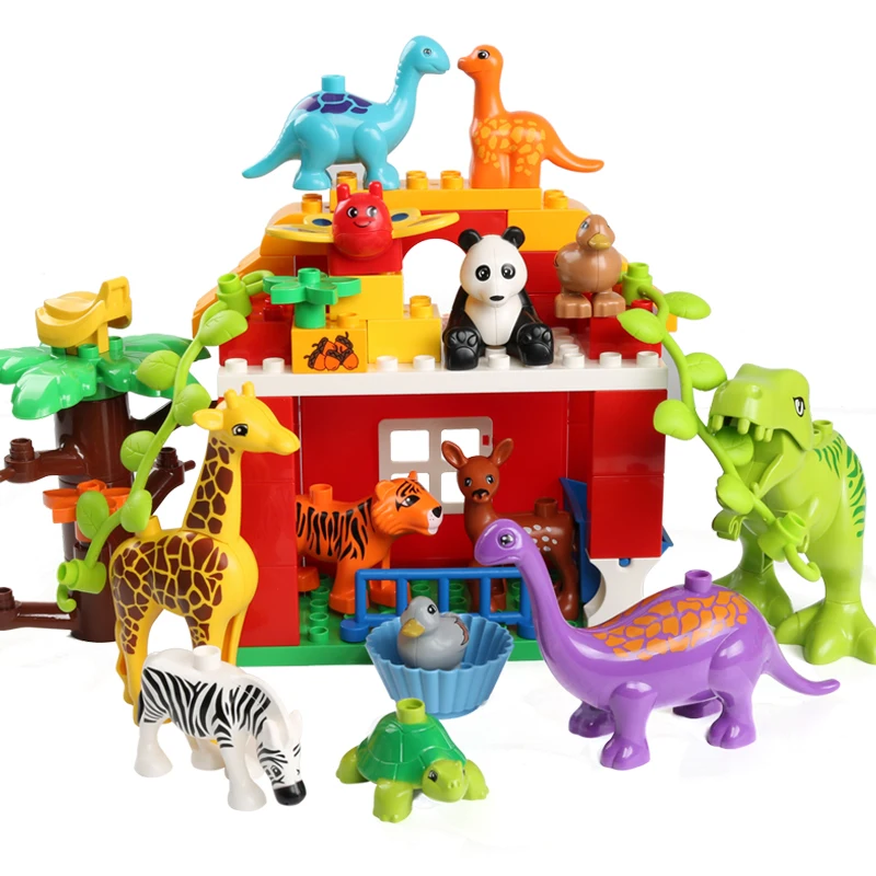 

Zoo Model Building Blocks Original Big Size Particles Bricks Accessories Toys Animal Deer Panda Elephant Penguin Figures Toys