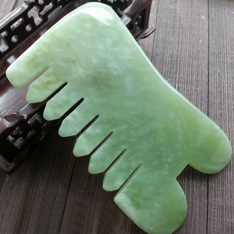 Natural Jade Stone Guasha Gua Sha Board Comb Shape Massage Hand Massager Relaxation Comb Health Care Hot