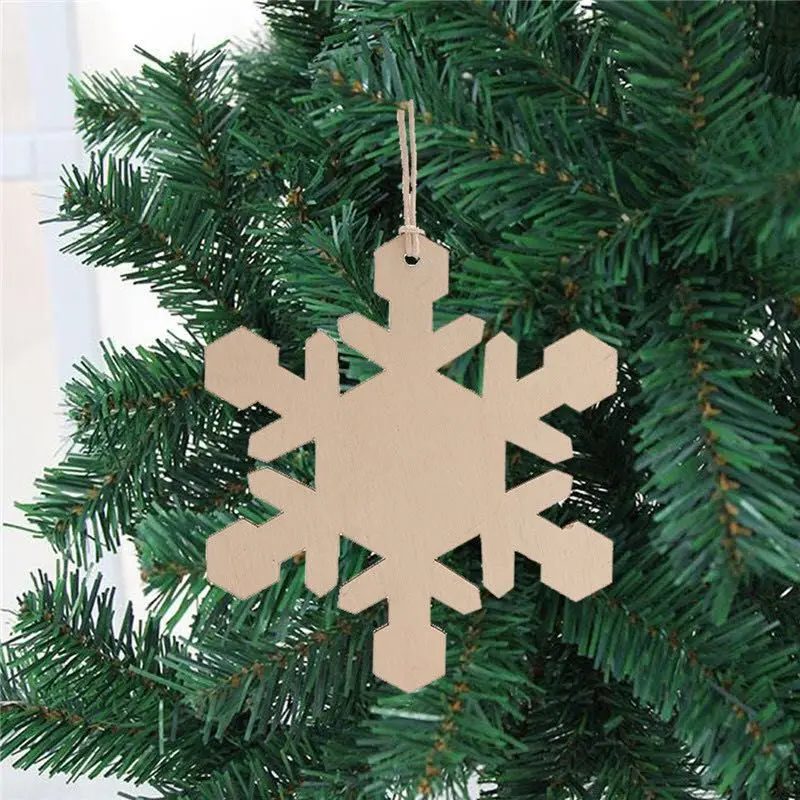 20 pcs 4inch wood christmas snowflake christmas decoration