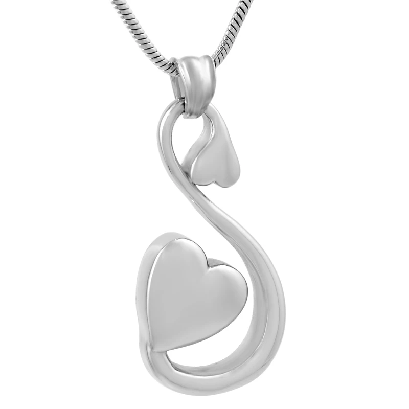 

IJD9553 Stainless Steel Double Heart kiss Cremation Pendant Necklace Women Keepsake Memorial Urn Jewelry for Ashes