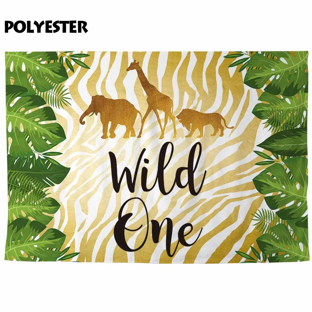 Фоны funnytree для фотостудии с животным узором wild one для вечеринки в стиле сафари фон с листьями фотобудка для фотосессии реквизит