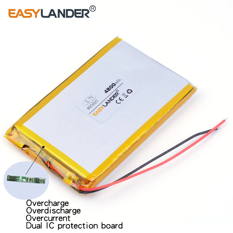Bateria recarregável de polímero de lítio 3 tamanhos, 4800mah 895693 3.7v, pode ser personalizada por atacado