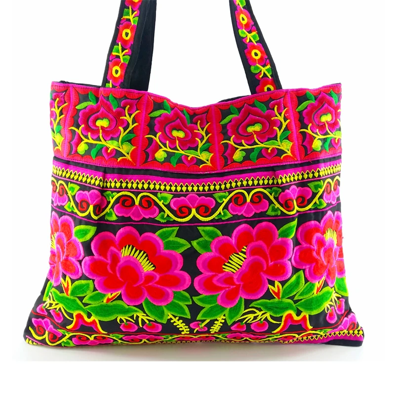 Naxi.Hani Double Sided Embroidered Women Bags Large size Canvas Bags Ethnic Shoulder bags