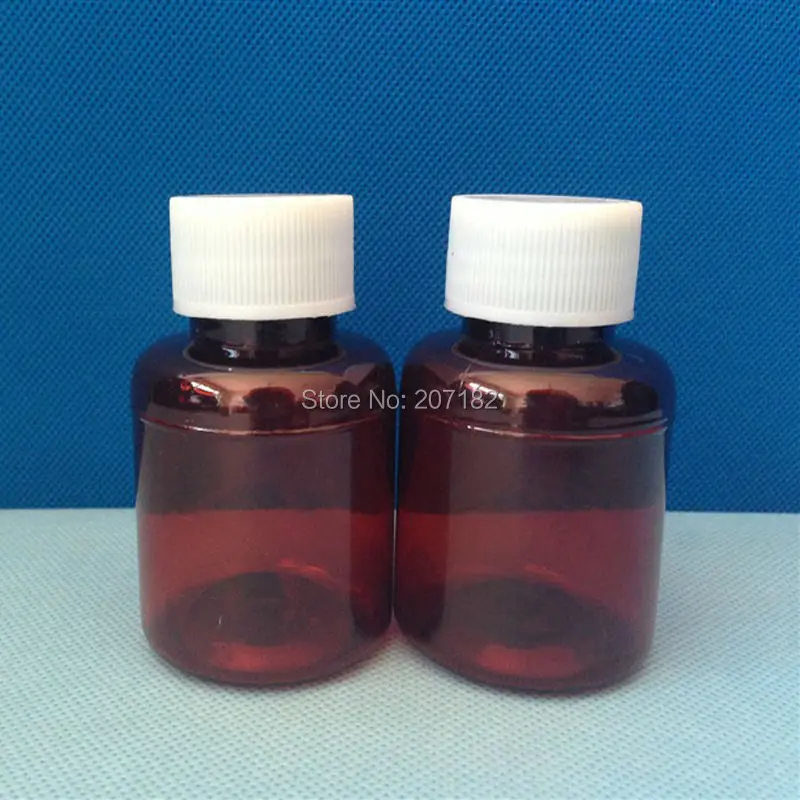 (500PCS/Pack) 60ml Brown PET Strong Sealing Plastic Bottle Disinfector Bottle Medicine Bottle Liquid Bottle