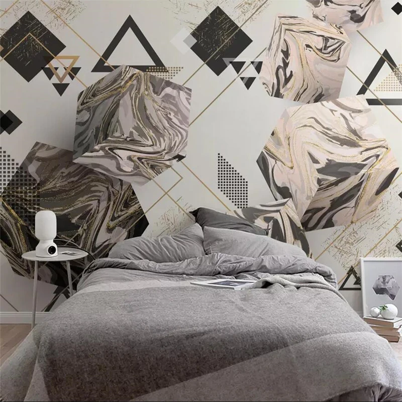 

wellyu 3d geometric polygon marble texture background wall custom large mural green wallpaper papel de parede para quarto