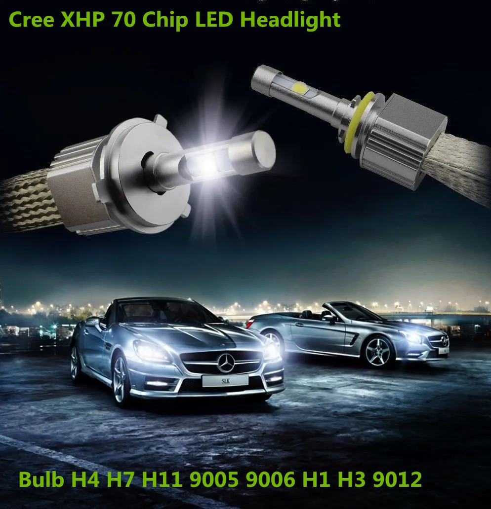 

Pair Canbus P70 XHP70 Car Fanless LED Headlight Kit Cree Chips xhp70 LED 6000K 55W 6600LM bulb H4 H7 H8 H1 H11 9005 9006 9012