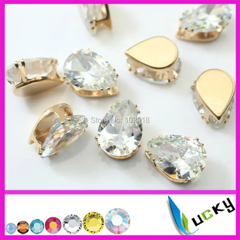 

2016NEW DESIGN 100pcs 13*8mm transparent drop billion cuts fancy point back crystal rhinestone with claw for garment decoration