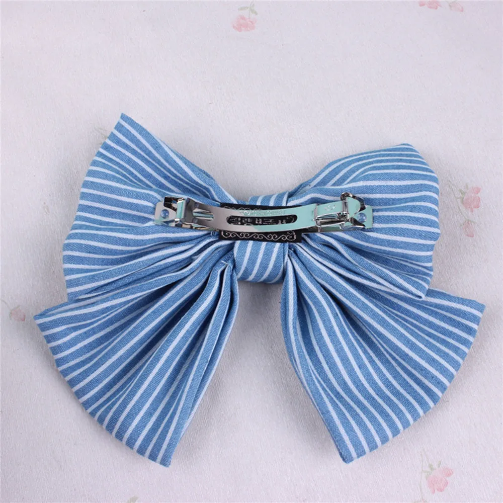 1PCS Large Hair Bow  For Girl Hair Clips Striped Fabric   Barrette  Women   Fashion Hair Accessories