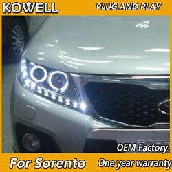 KOWELL Car Styling dla Sorento reflektory 2011 2012 2013 Sorento LED reflektor LED DRL soczewki biksenonowe wysoka martwa wiązka Parking