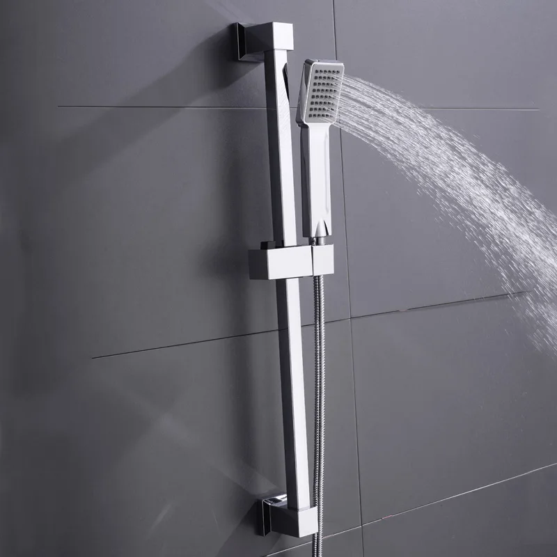 

Free Shipping Square Adjustable Lifting Shower Slide Bar with Shower Holder ABS Sliding Bar Shower Set