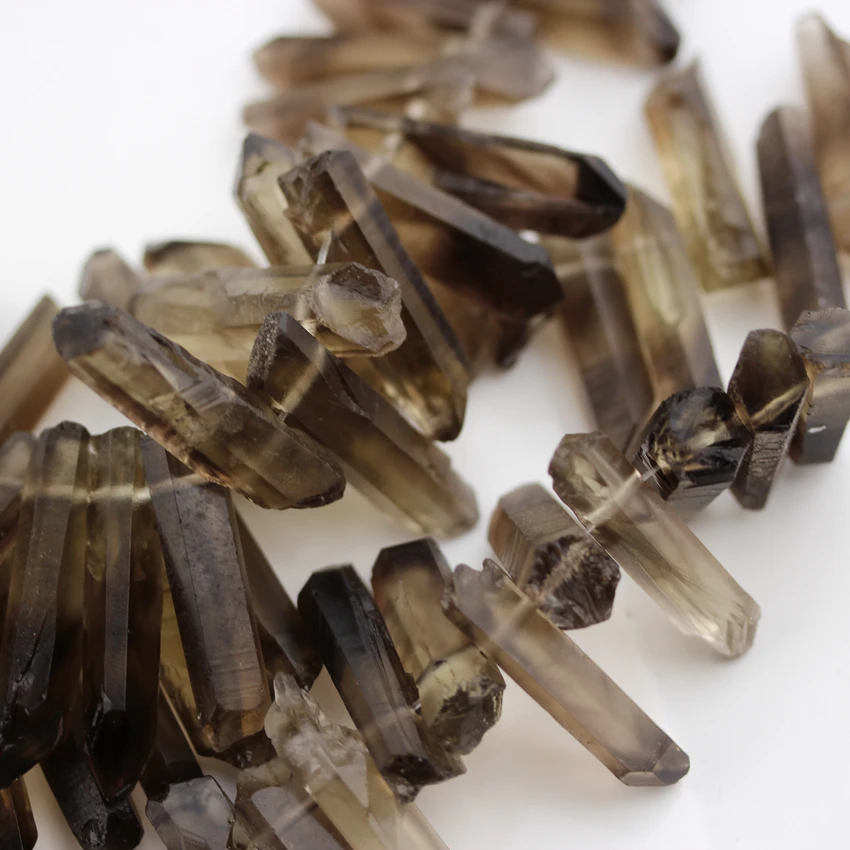 Natural Smoky Color Quartz Sticks Beads Jewelry Supplies,Top Drilled Rough Raw Crystal Points Beads Necklace