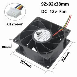 1 Pcs Gdstime 12V 9cm 92x92x38mm Two Balls 92mm x 38mm DC Brushless Cooling Fan 90x90mm Big Air Flow 4 Wires 4Pin 12 Volt
