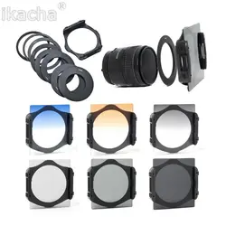 Camera Lens Filter Kit ND2 ND4 ND8 Graduated Grey Orange Blue Filter + 9 Pcs Adapter Filter For Cokin P Set High Quality