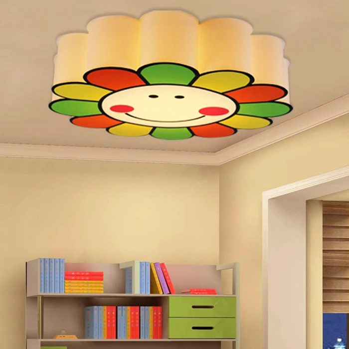 Cute Sunflower Smile Face Children's Room Study Bedroom Wall Light Sunflower Comfort Girl LED Multicolored PVC Ceiling Light ZCL