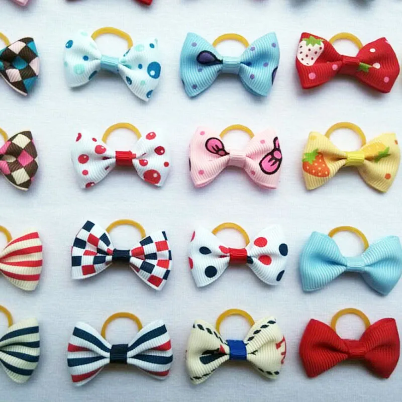 100pcs/lot Pet Hair Accessories Hand-made Cute Hairpin For Small Dogs Mixed Colors Pet Grooming Products Cat Hair Bow 30 Colors