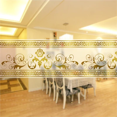 Gluey Gold Glass Sliding Doors, Moisture-Proof Glass Decals, Anti-Collision Waistline, Balcony Door, 12, 15, 20 x 100cm, 2Pcs