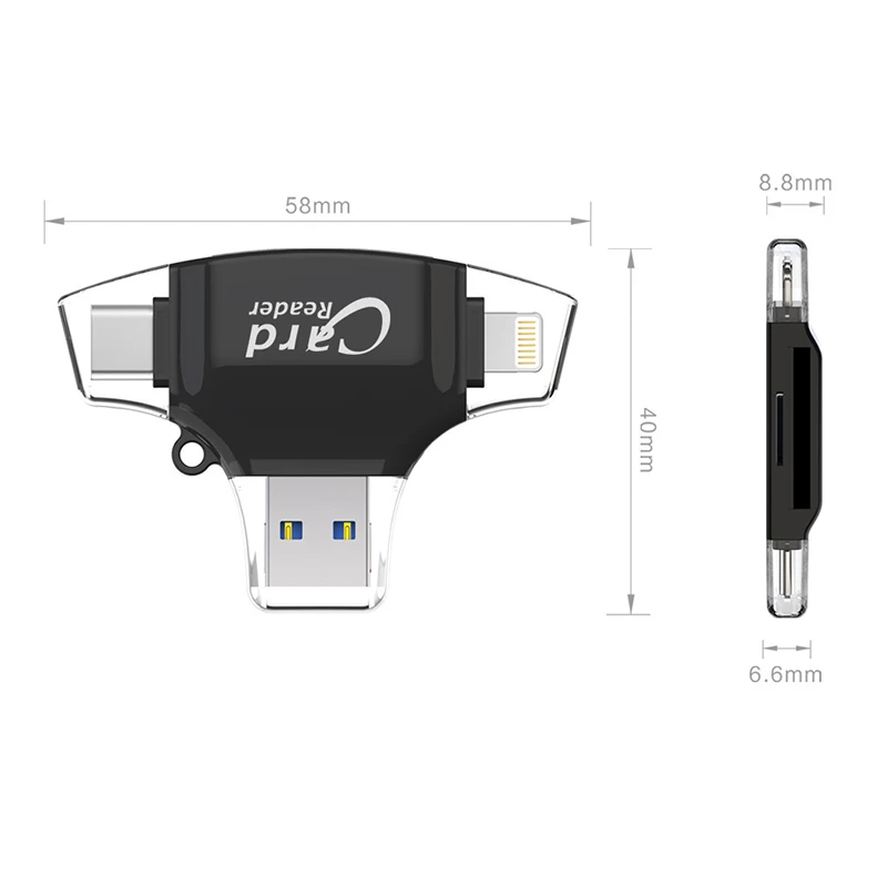 4 in 1 Type C Micro SD Card Reader usb type-c OTG USB Flash Memory gadget  For iPhone iPad MacBook Adapter SD Reader lightning