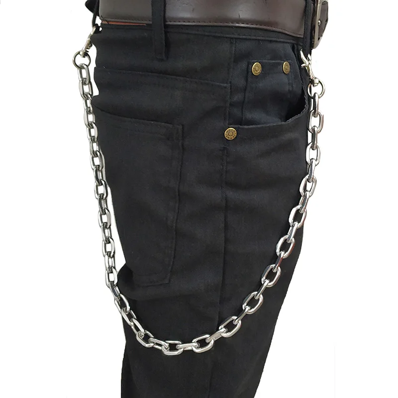 Punk Hip-hop Trendy leather Belts Waist Chain Male Pants Chain Men women Jeans Silver Metal Clothing Accessories