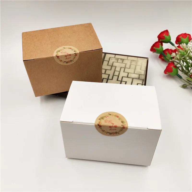 

24Pcs/Lot 9x6x6cm Kraft Paper Cardboard Package Candy Gift Box Free Self Adhesive Stickers For Flowers Jewelry Carrying Cases