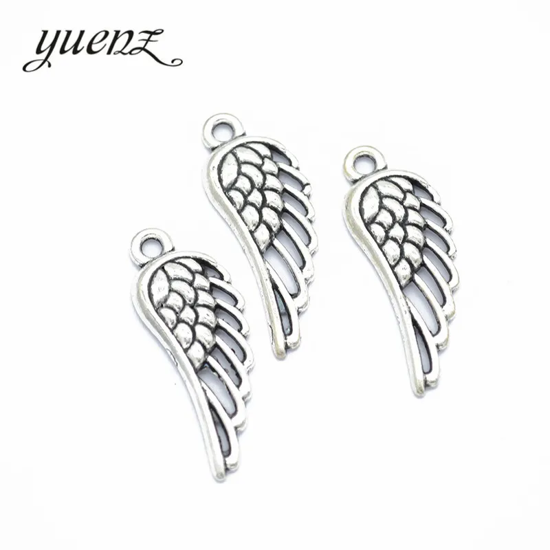 YuenZ 10 pcs Antique Silver color Wings Charms Metal Angel Wings Charm Pendant bracelet necklace Jewelry Making 33*12mm D437