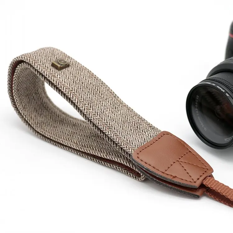 Tracolla per fotocamera Supporto per tessuto per cintura da collo in pelle di cotone regolabile universale per parte di accessori DSLR Canon Sony Nikon