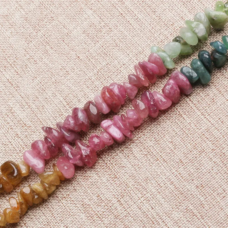 3-5x6-8mm Mixed Color Tourmaline Beads Natural Freeform Chips Stone Beads For Jewelry Making Beads 15'' DIY Beads Trinket