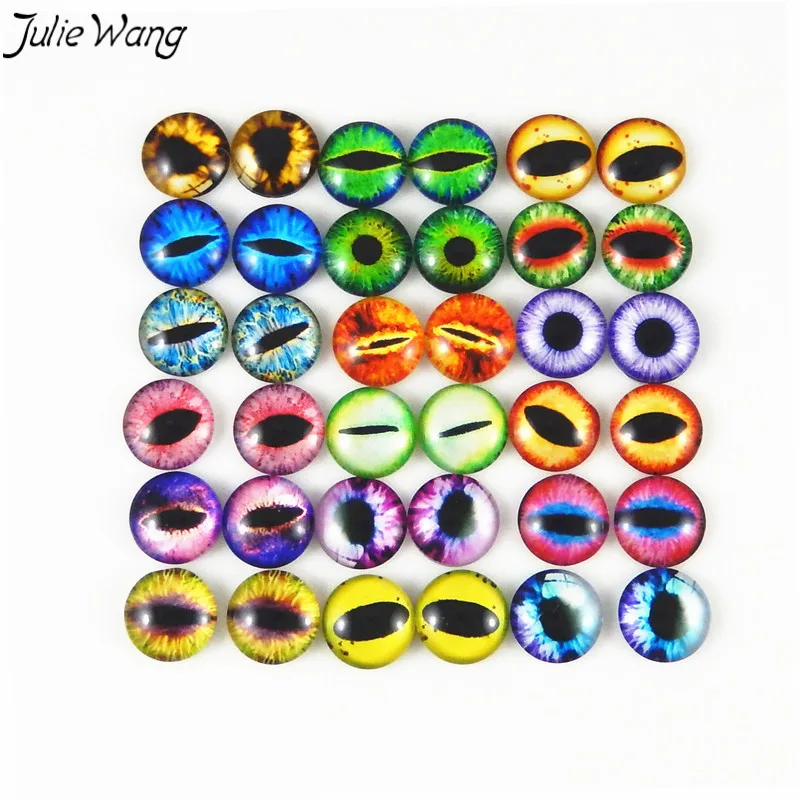 Julie Wang Multi Color Optional Cat Dragon Evil Eye Clear Transparent Cover Cameo Cabochon DIY Finding Round 6-30mm