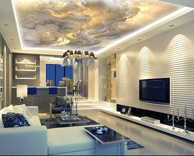 Custom ceiling wallpaper, the sky is used for apartment, house, office or retail space background wall waterproof wallpaper