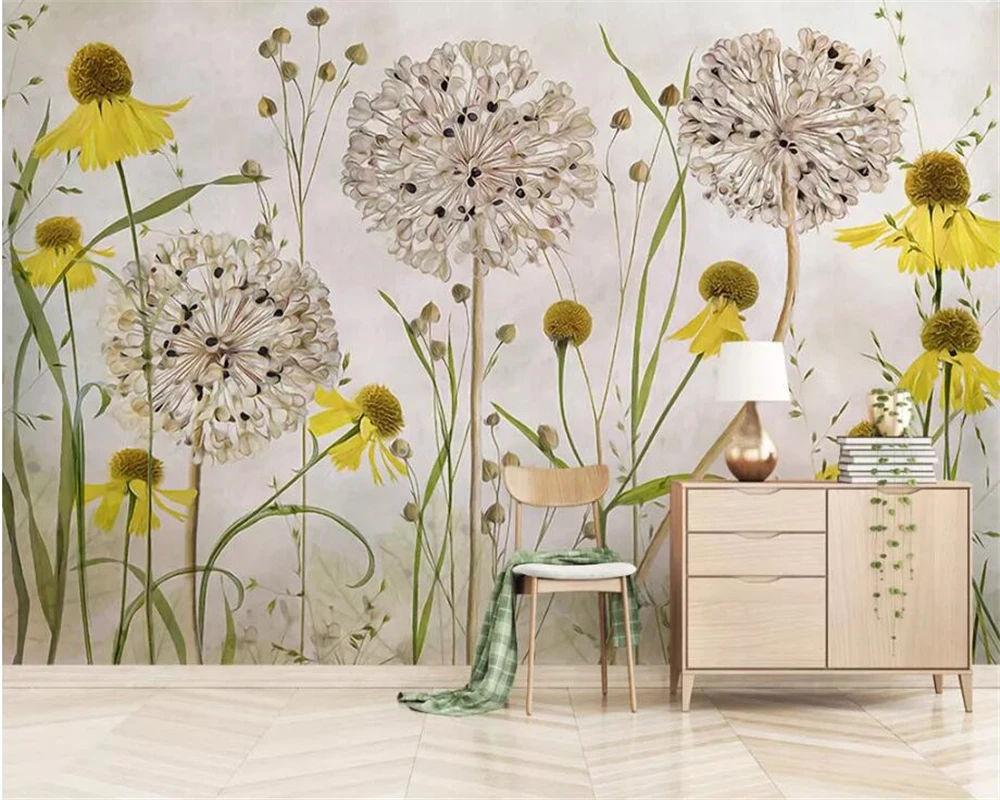 

Custom photo wallpaper modern Retro plant Watercolor Hand Painted fashion flowers background wall 3d wallpaper mural