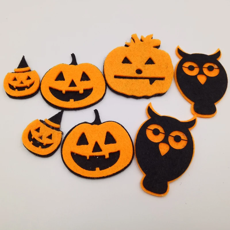 30pcs/lot  Non Woven Fabric Felt Pumpkin Appliques Kawaii Patches for DIY, Halloween Decor,wall decor