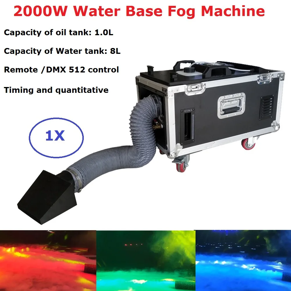 Free Shipping Small Case 2000W Water Base Fog Machine Water Mist Low Fog Smoke Machine With Hose And Outlet For Wedding Dj