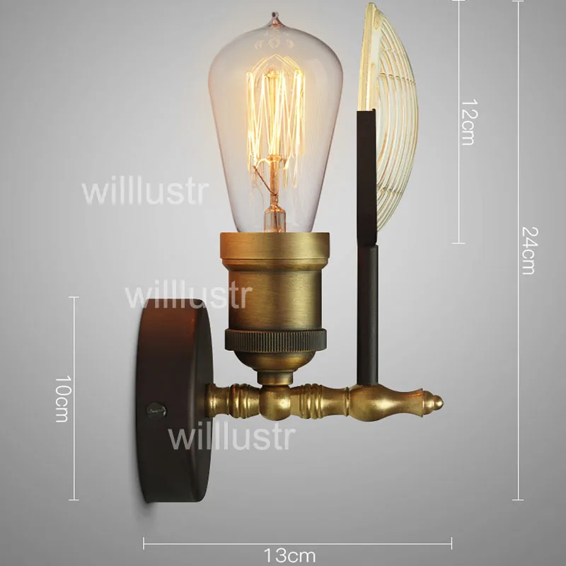 Willlustr Vintage Glass Wall Lamp Iron lighting vintage clear stripe shade Modern wall light Metal GASLIGHT LENS sconce