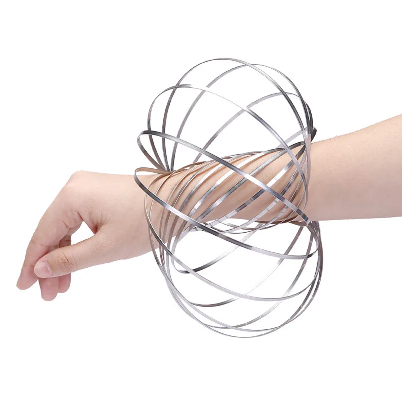 Magic Bracelet Aniti-stress Magic Toroflux  Funny Flow Ring Kinetic Spring Toys  304 Stainless Steel Flow Color Rings Toys I0064