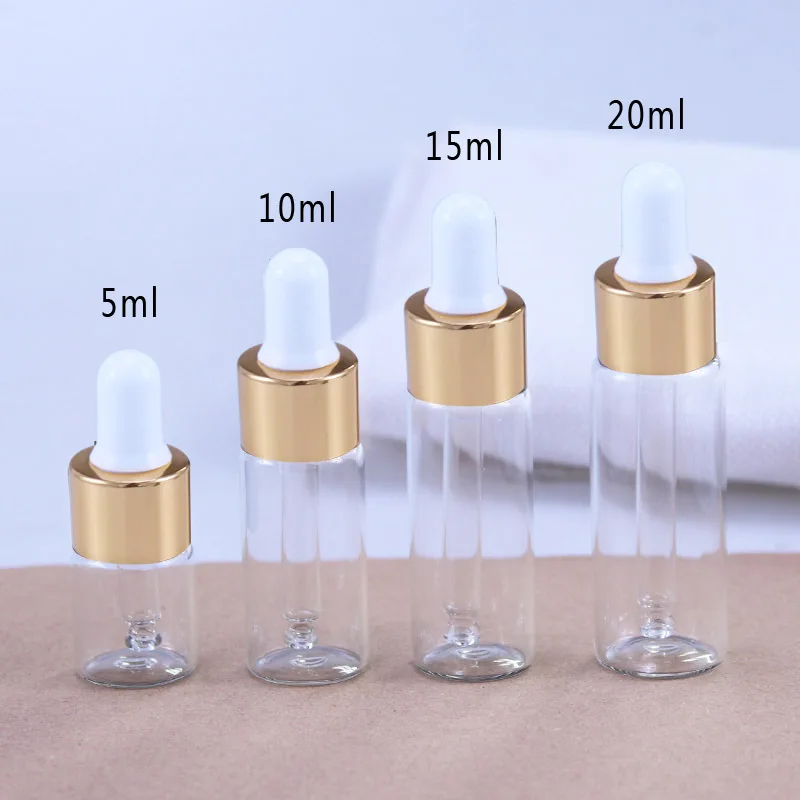 10 teile/los 5/10/15/20 ml Klare Glas Dropper Flasche Mit Schwarzem Deckel Tragbare Glas Auge dropper Aromatherapie Esstenial Öl Flasche